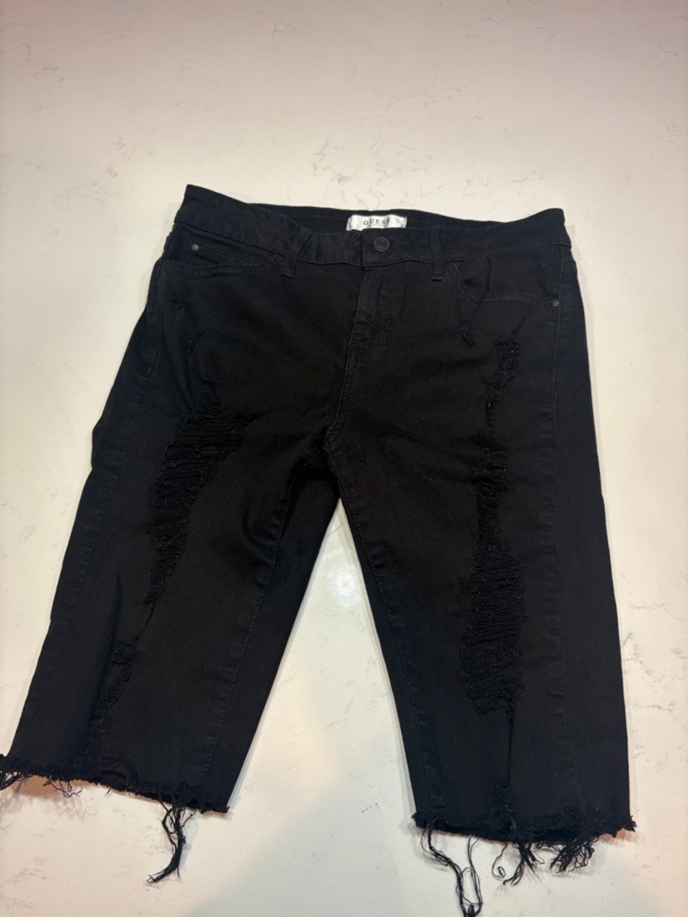 Guess Black Distressed Denim Women’s Shorts